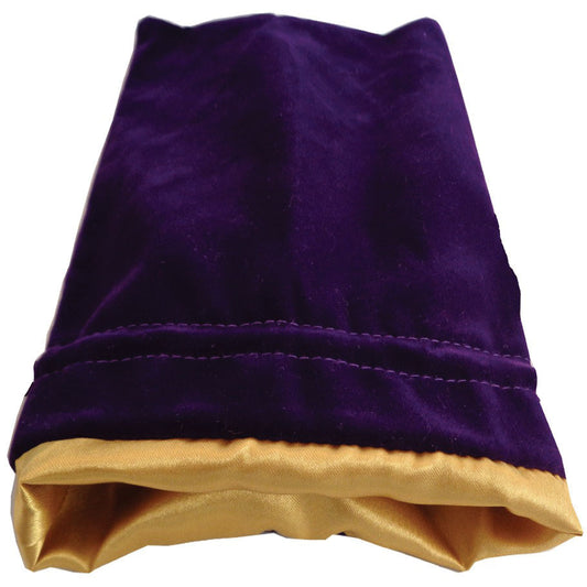 6in x 8in Large Purple Velvet Dice Bag with Gold Satin Lining