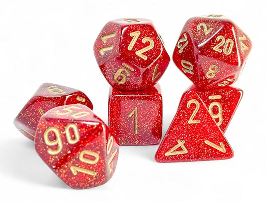 Glitter: Mega-hedral Ruby/gold 7-Die Set