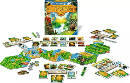 Board game set with 'El Dorado' box on a white background