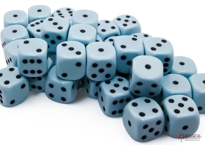 Pastel Blue/black Opaque 12mm d6 Dice Block (36 dice)