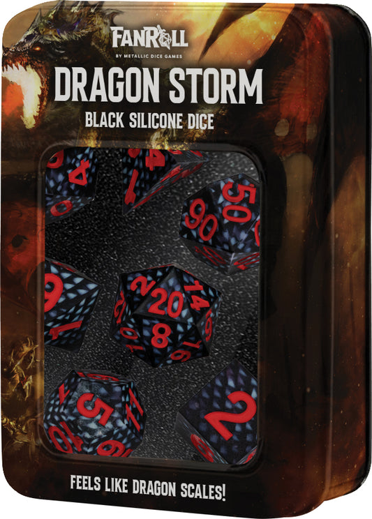 Dragon Storm Silicone Dice Set: Black Dragon Scales (7)