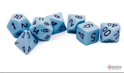 Pastel Blue/black Opaque Polyhedral 7-Die Set