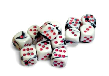 Gemini: 16mm d6 Black-White/pink Dice Block (12 dice)