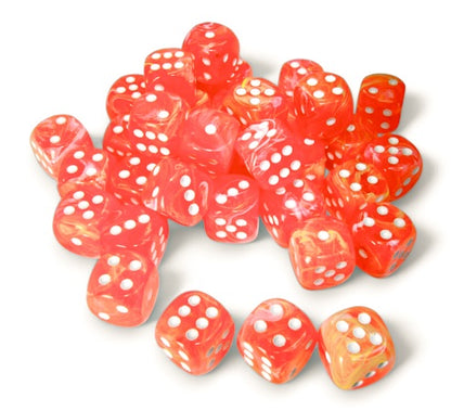 Festive: 12mm d6 Dahlia/white Dice Block (36 dice)