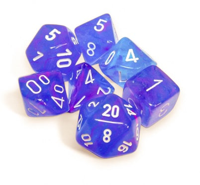 Nebula: Polyhedral Aura/white Luminary 7-Die Set