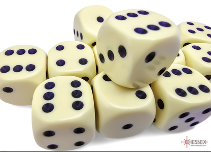 Pastel Yellow/black Opaque 16mm d6 Dice Block (12 dice)