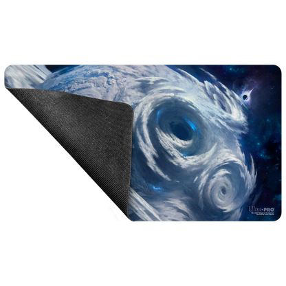 Space-themed mouse pad with a black corner