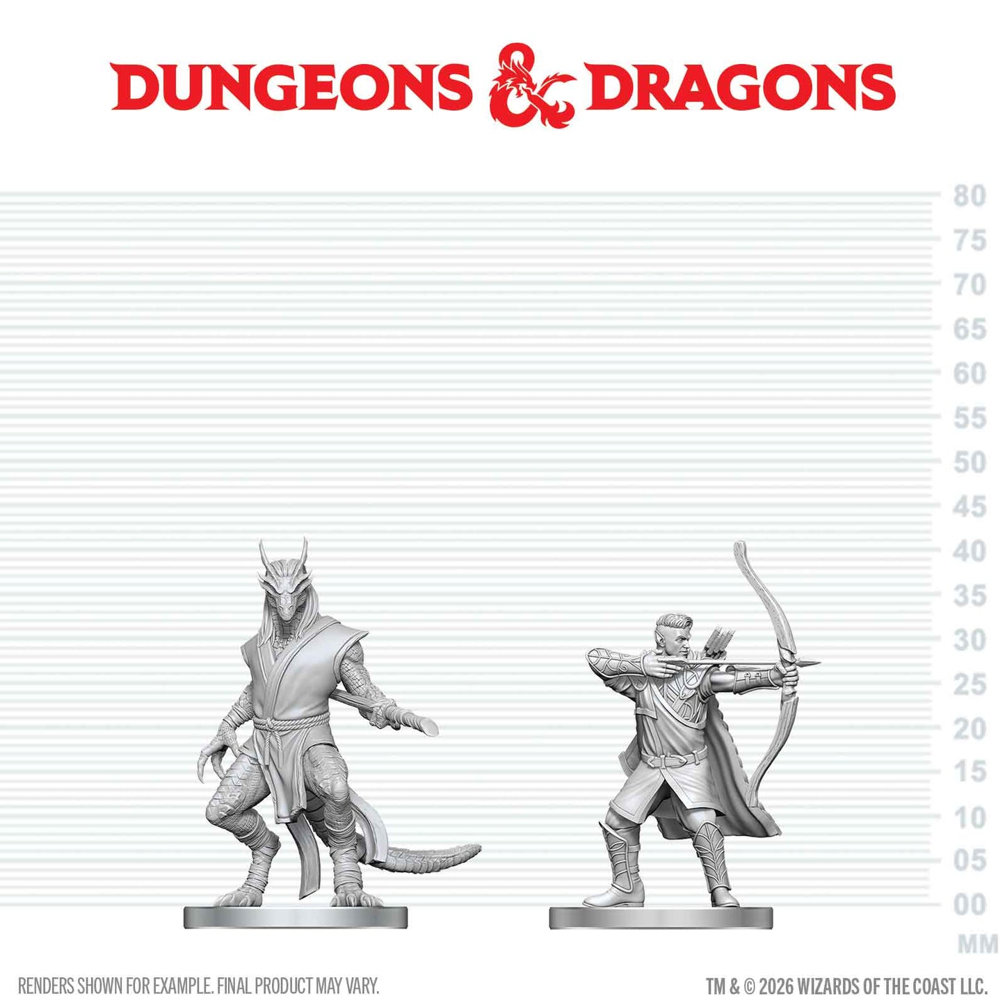 Two miniature figures on a scale with 'Dungeons & Dragons' logo above.