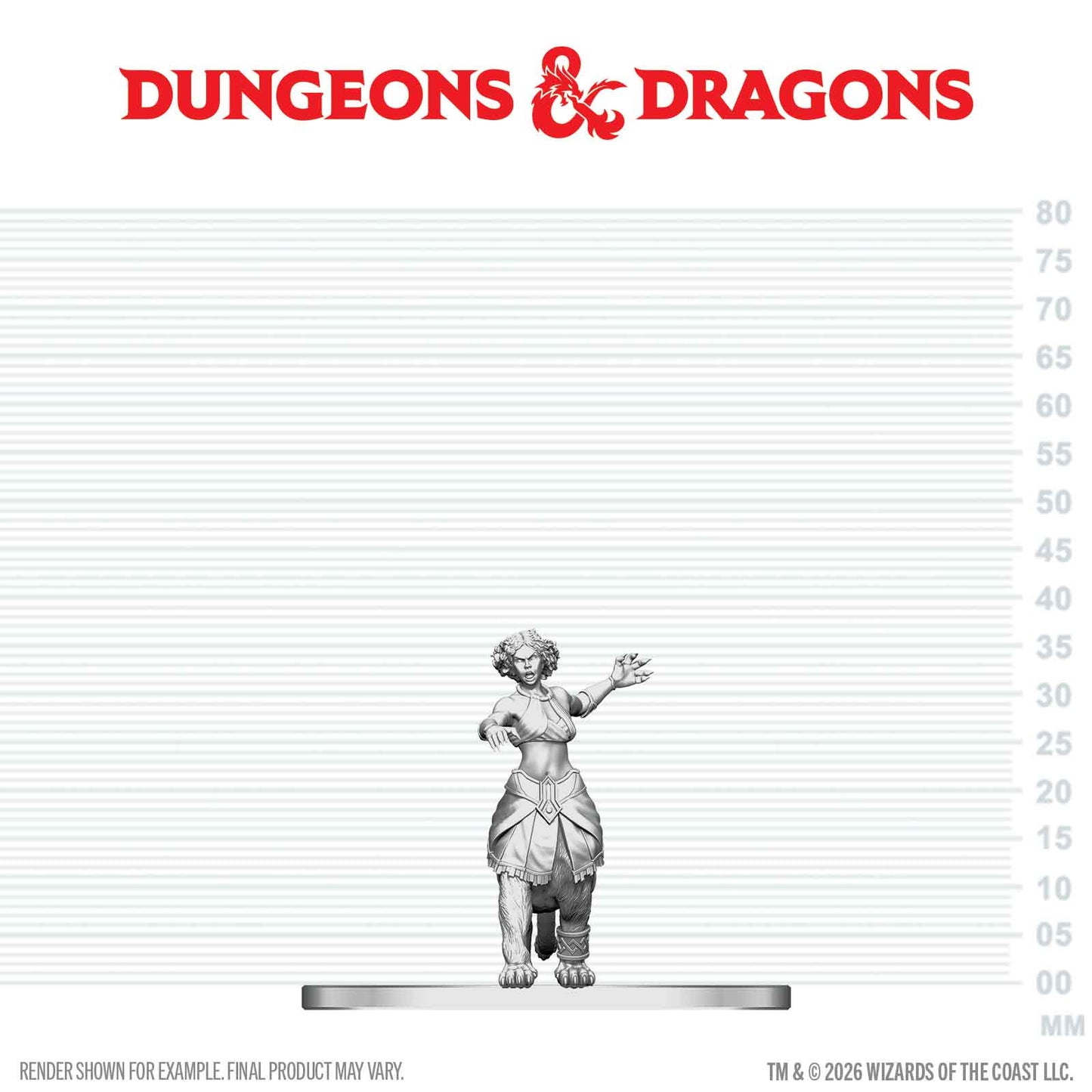 Dungeons & Dragons figurine on a measurement scale with the brand name at the top.