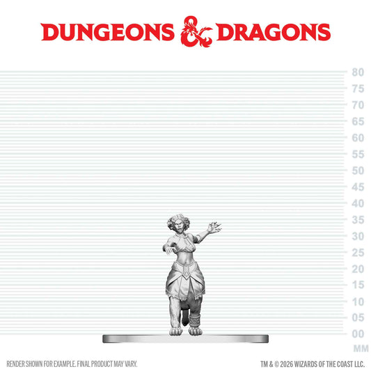 Dungeons & Dragons figurine on a measurement scale with the brand name at the top.