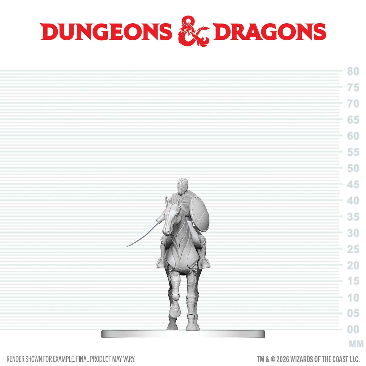 Dungeons & Dragons figurine on a measurement scale with the brand name at the top.
