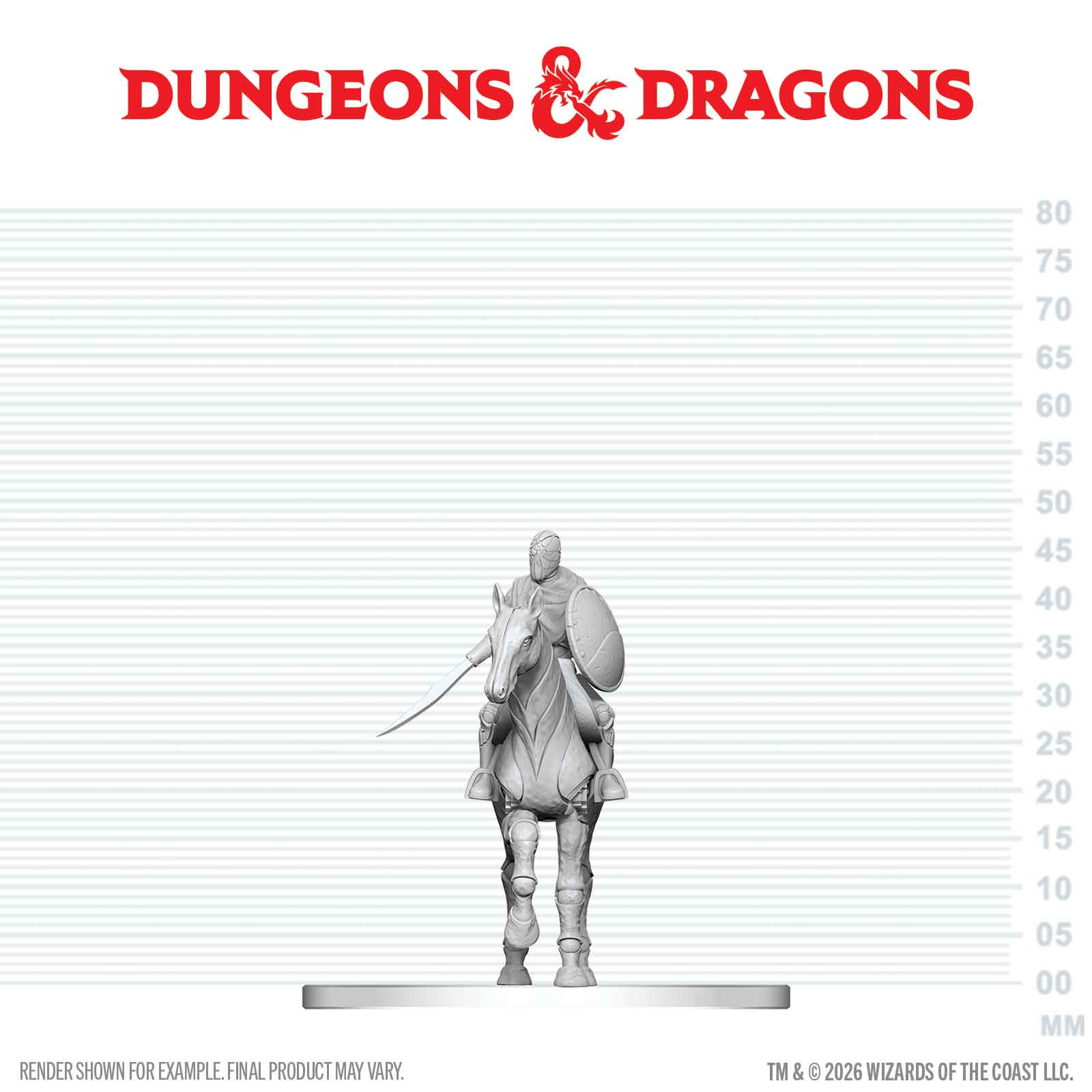 Dungeons & Dragons figurine on a measurement scale with the brand name at the top.