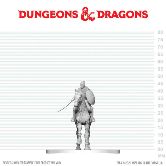 Dungeons & Dragons figurine on a measurement scale with the brand name at the top.