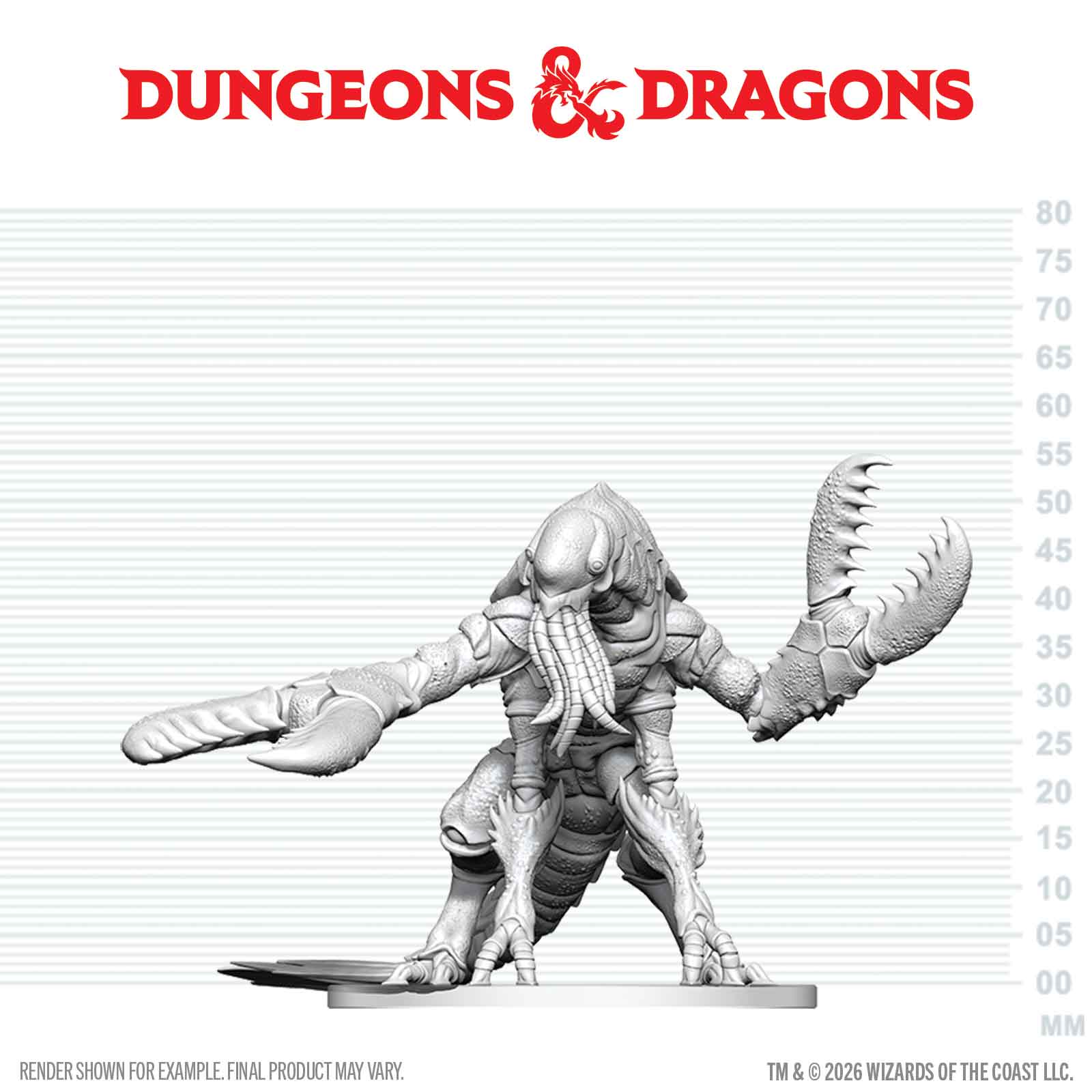Dungeons & Dragons figurine on a measurement scale with brand logo at the top.