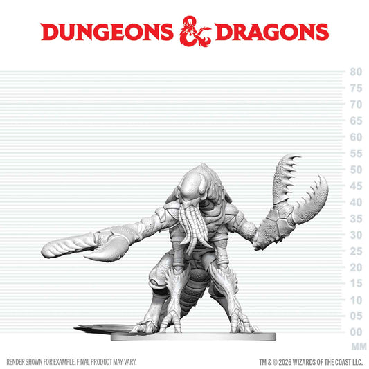 Dungeons & Dragons figurine on a measurement scale with brand logo at the top.