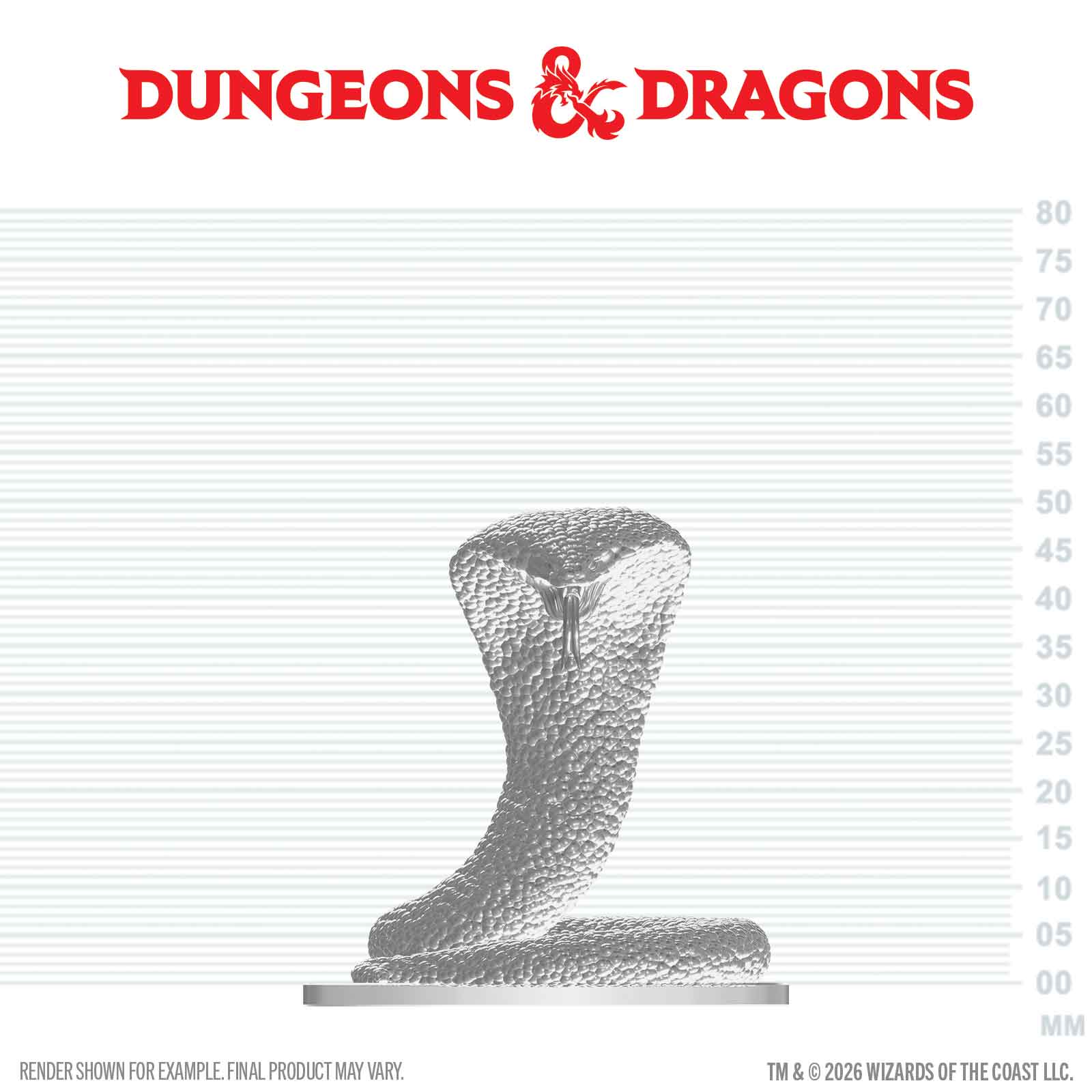 Dungeons & Dragons logo with a stone-like object on a measurement scale background