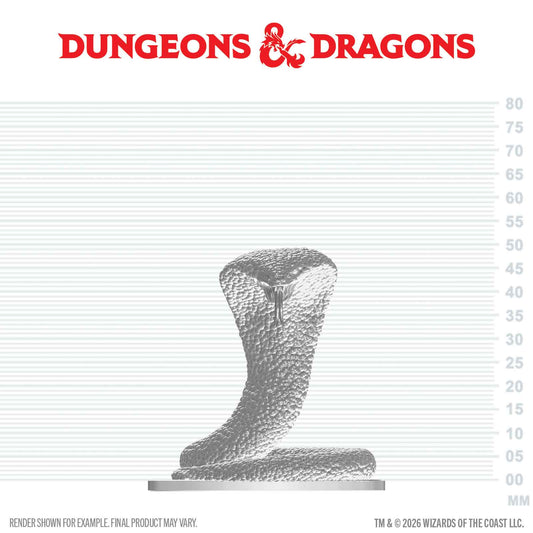 Dungeons & Dragons logo with a stone-like object on a measurement scale background