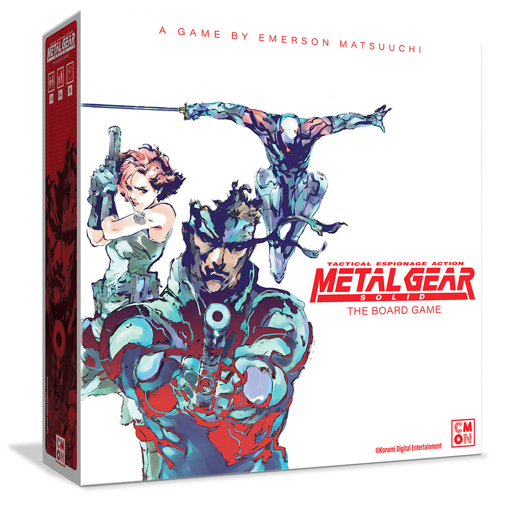 Metal Gear Solid board game box with artwork of characters and game title.