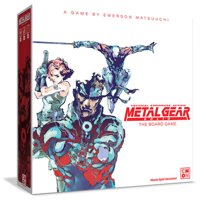 Metal Gear Solid board game box with artwork of characters and game title.
