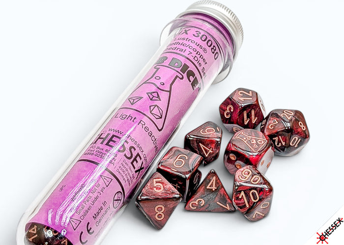 Lab Dice 10: Lustrous Gothic/copper Polyhedral 7-Dice Set (with bonus die)