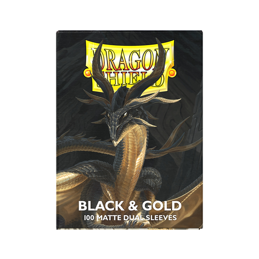 Dragon Shield packaging with a dragon illustration on a black background