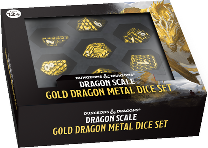 D&D Gold Dragon Scale Metal Dice Set